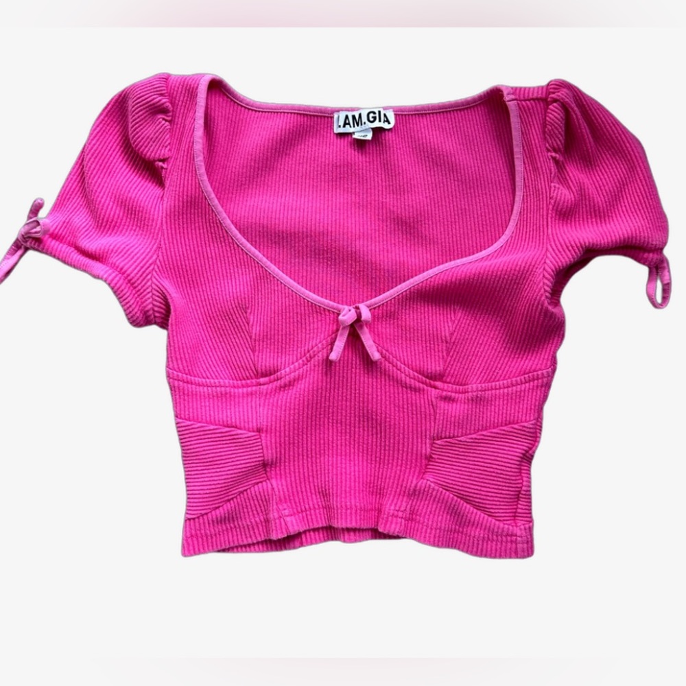 I am gia pink bow top